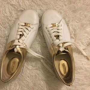 Michael Kors Gold and White Sneaker